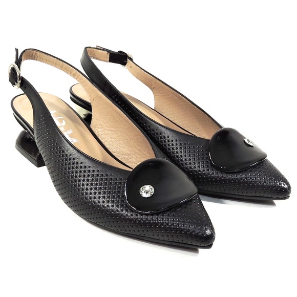 ALESSANDRO DI MARIA 🇮🇹 WOMEN'S BLACK LEATHER COMFORT SUMMER SANDALS - Picture 2 of 8